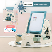 Kids magnetic whiteboard easel with bookshelf, adjustable chair, storage baskets and markers – perfect art station for toddlers in Beirut, Lebanon.