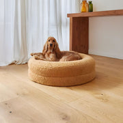 Orthopaedic memory foam dog bed with soft teddy fabric and raised edges for comfort and joint support in Lebanon