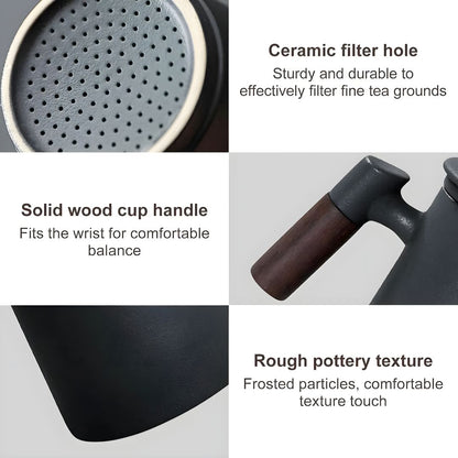 400ml Premium Porcelain Mug with Wooden Handle and Ceramic Infuser – Perfect for Coffee and Tea Lovers in Lebanon

