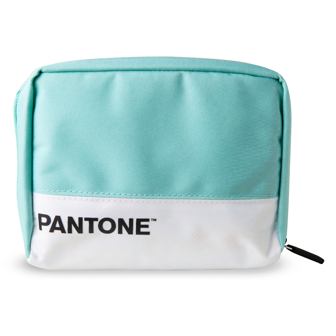 PANTONE mint green travel organiser bag packaging showing internal mesh