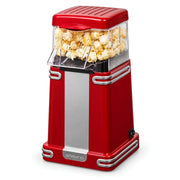 AMBIANO Retro hot air popcorn maker in red with silver accents and a clear popcorn chamber