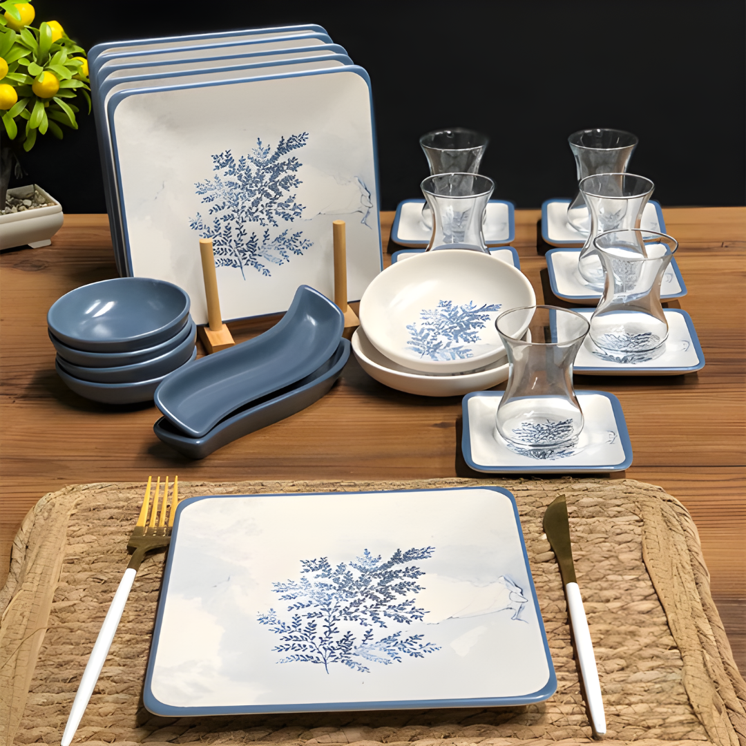 Premium 26-Piece Square Ceramic Breakfast Set | Lebanon