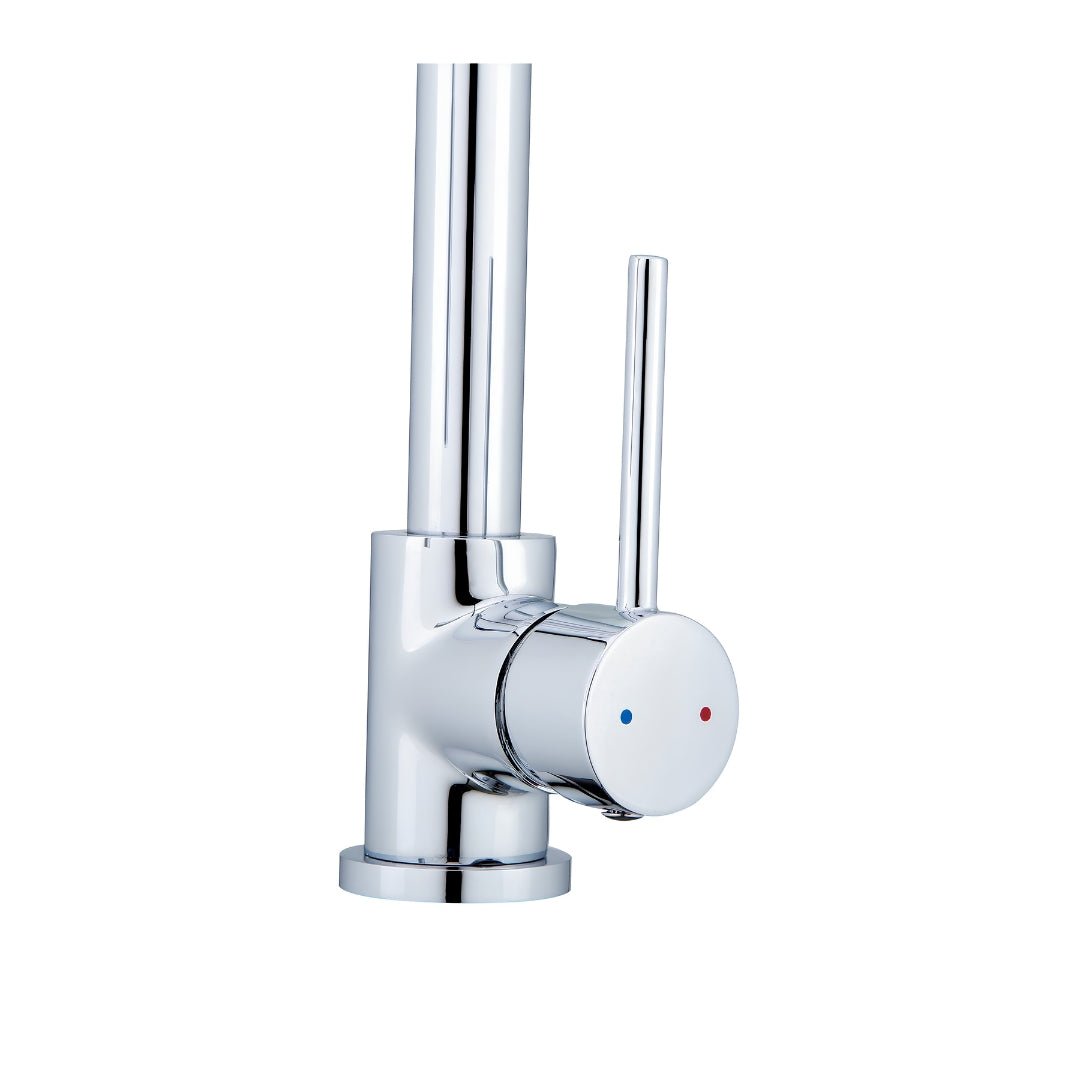 WELLWATER MURO chrome kitchen mixer tap with stainless steel spiral spring and flexible spray head