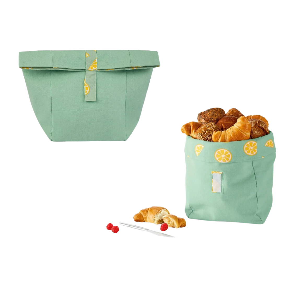 Ernesto Basket Sack Bread Container 100% Cotton green 23x18x34 cm