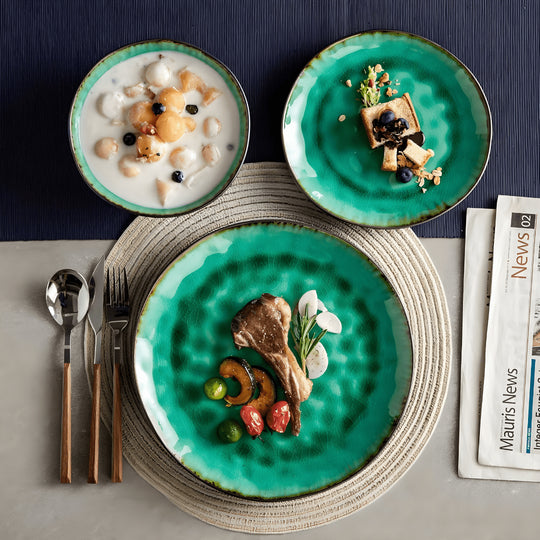Sänger Palm Beach 12-piece turquoise ceramic dinnerware set for 4 people