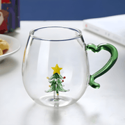 Clear 350ml borosilicate glass mug with 3D tree design inside