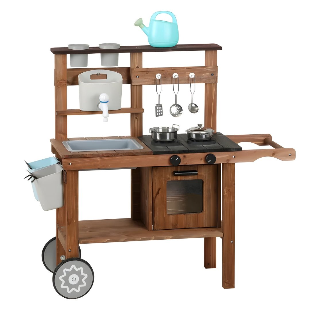 Wooden outdoor kids kitchen playset with accessories and wheels Beirut Lebanon garden toy