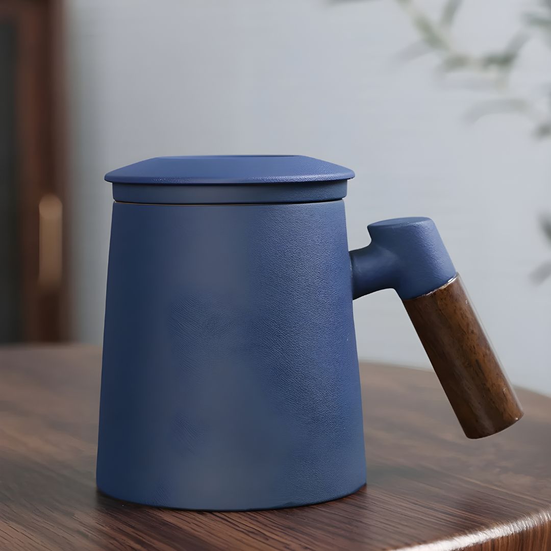 400ml Premium Porcelain Mug with Wooden Handle and Ceramic Infuser – Perfect for Coffee and Tea Lovers in Lebanon

