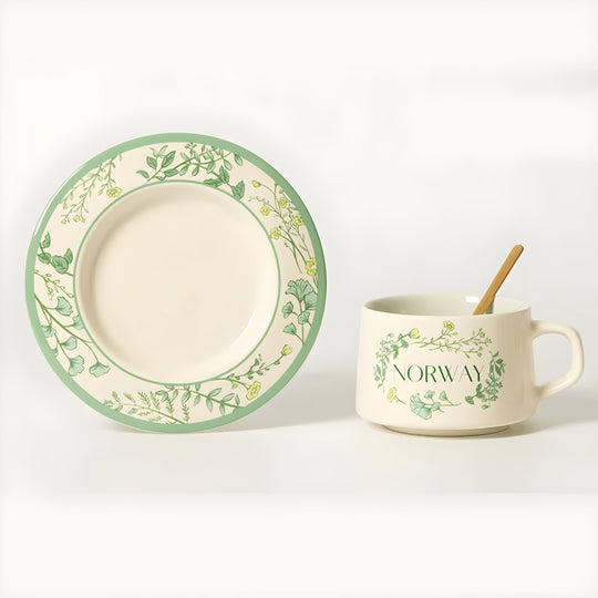 230ml porcelain tea cup with saucer featuring floral artwork and smooth finish – elegant European-style drinkware