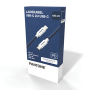 PANTONE navy blue USB-C to USB-C PD 60W charging cable, 1.5m, in retail packaging