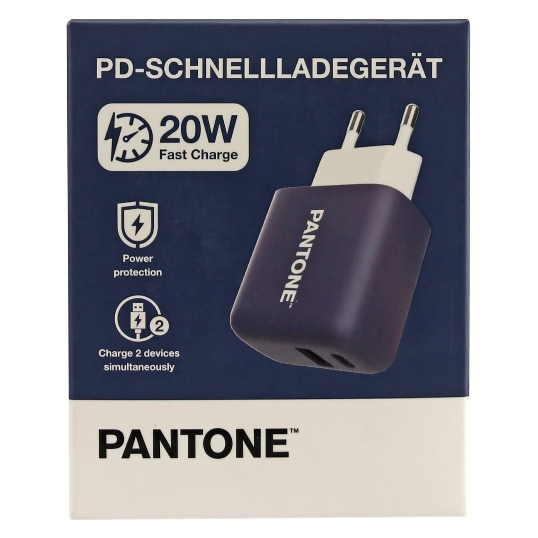 PANTONE PT-PDAC024U 20W PD fast charger with USB-A and USB-C charging ports