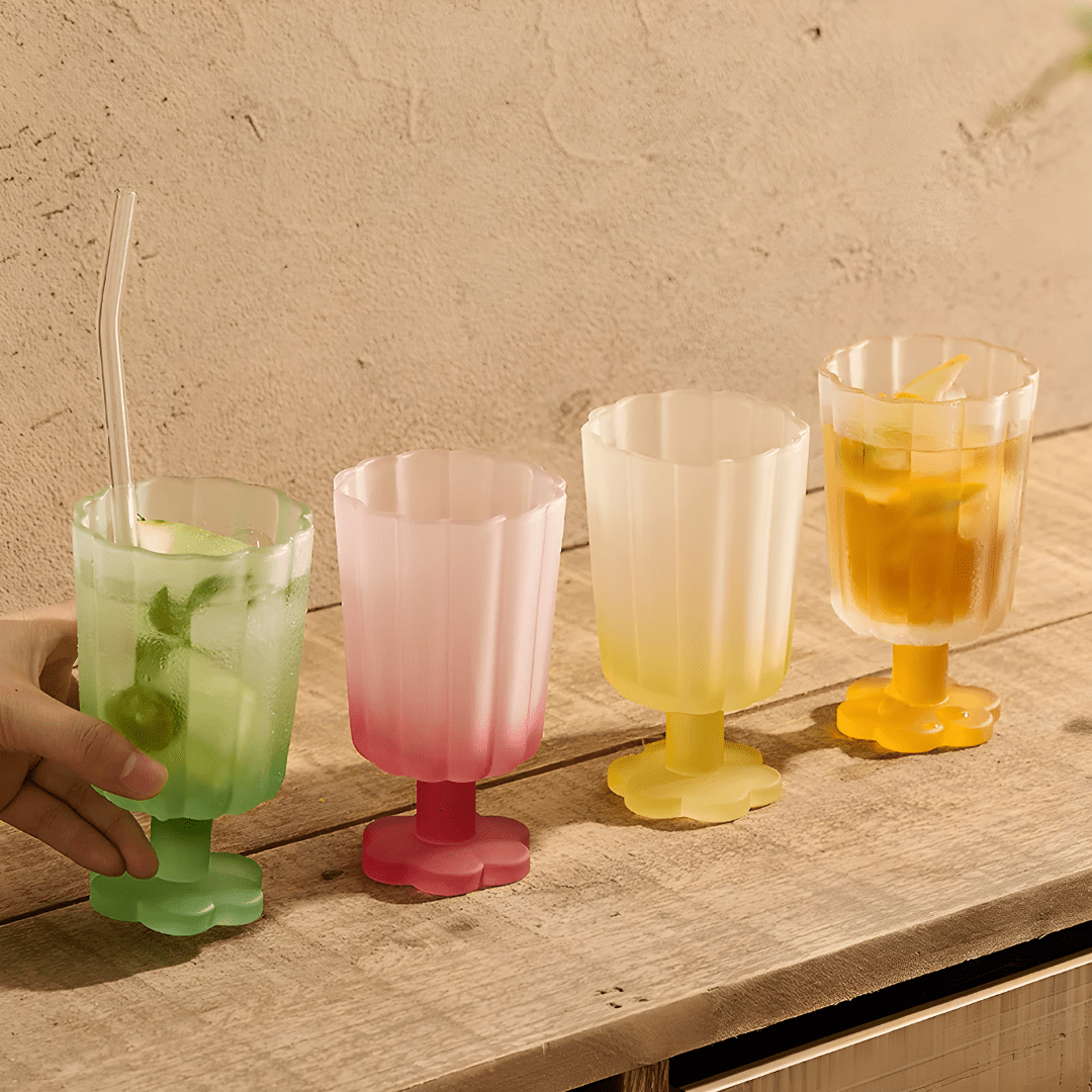 225ml Frosted Flower Cocktail Glass – Summer Goblet Cup