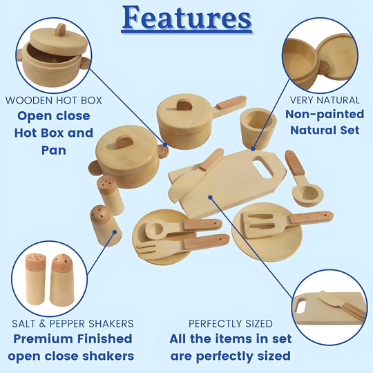 Premium houten kookgerei speelset 15-delig 3 jaar +