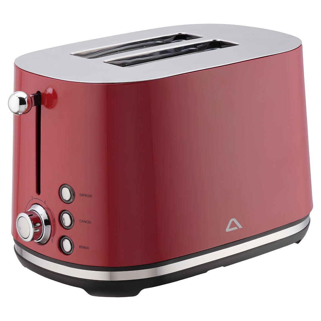 AMBIANO retro 2-slice toasters in red with silver trim
