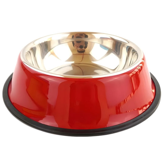 34cm Stainless Steel Pet Bowl – For Dogs, Cats & All Pets (Red & Green)