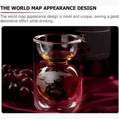 160ml Double-Layer Borosilicate Earth Glass – 3D World Map Cup