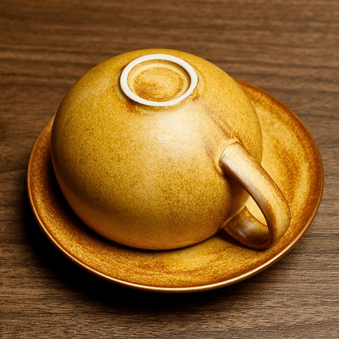 200ml retro ceramic coffee cup with saucer – European style, smooth porcelain finish
