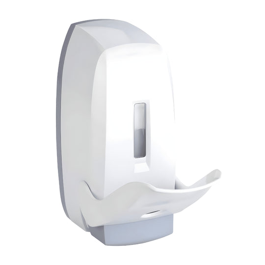 Wenko Ascoli wall-mounted white and grey soap dispenser with elbow lever, 450ml capacity for sanitizer or soap