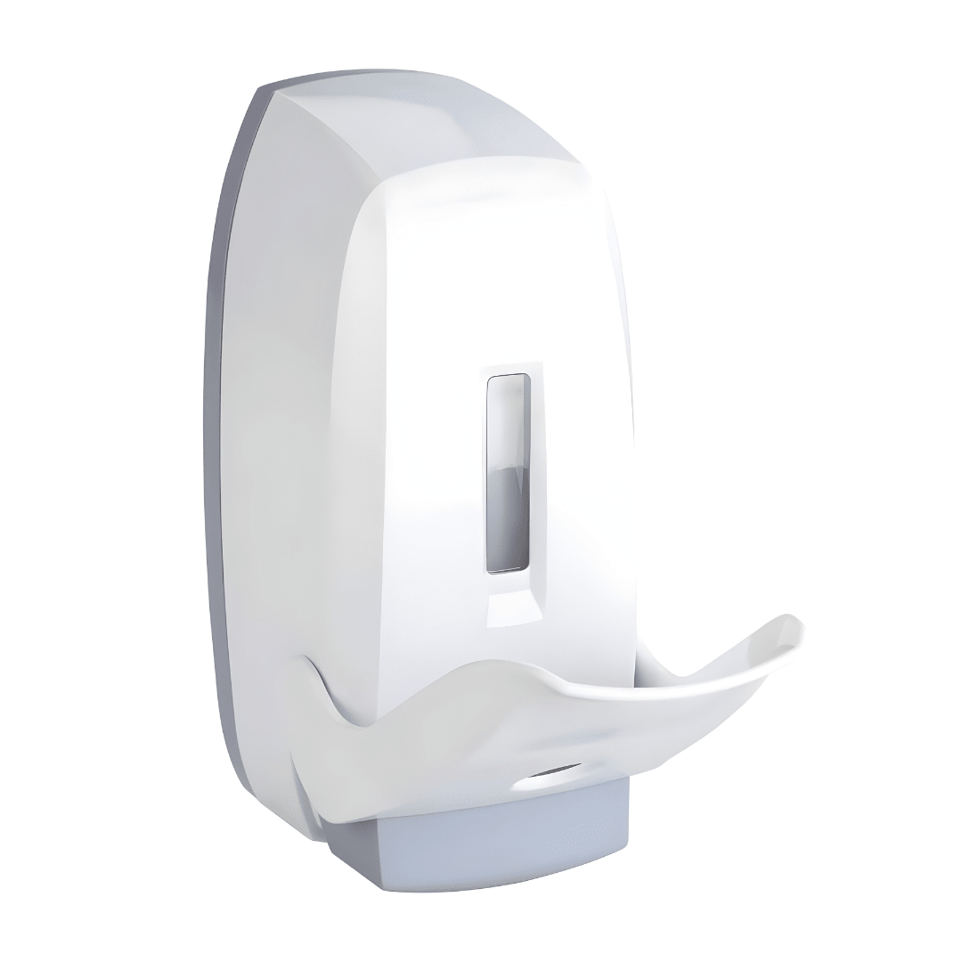 Wenko Ascoli wall-mounted white and grey soap dispenser with elbow lever, 450ml capacity for sanitizer or soap