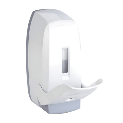 Wenko Ascoli wall-mounted white and grey soap dispenser with elbow lever, 450ml capacity for sanitizer or soap