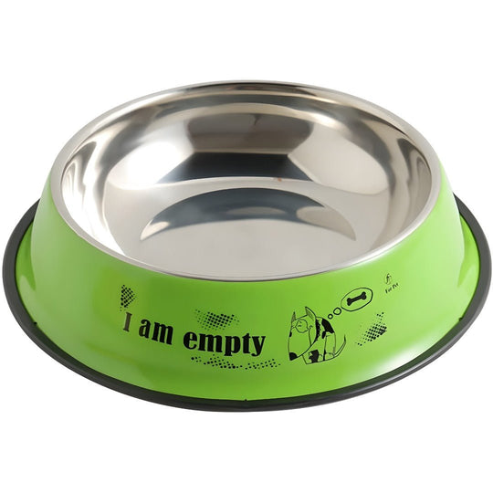 Stainless steel pet bowl 34cm for dogs and cats, available in red and green – non-slip, durable feeding dish in Lebanon.