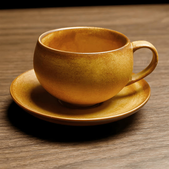 200ml retro ceramic coffee cup with saucer – European style, smooth porcelain finish