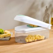 Livarno Home 6-in-1 multifunction vegetable chopper and mandoline slicer box showing interchangeable blades and features, available for delivery in Lebanon.