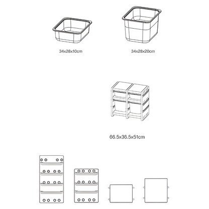 2-Row Toy Storage Cabinet with Side Cabinet & Covered Baskets  66.5×36.5×51cm