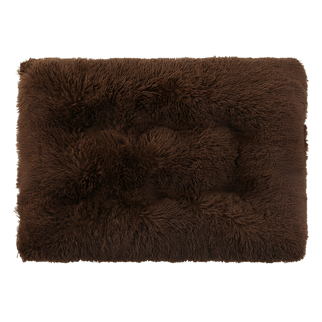 XXXL fluffy brown dog bed 120×83 cm with non-slip base for dogs up to 30kg