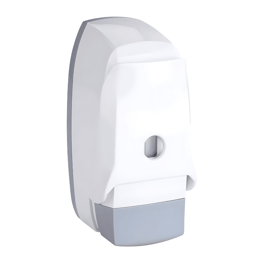 Wenko Ascoli wall-mounted white and grey soap dispenser with elbow lever, 450ml capacity for sanitizer or soap