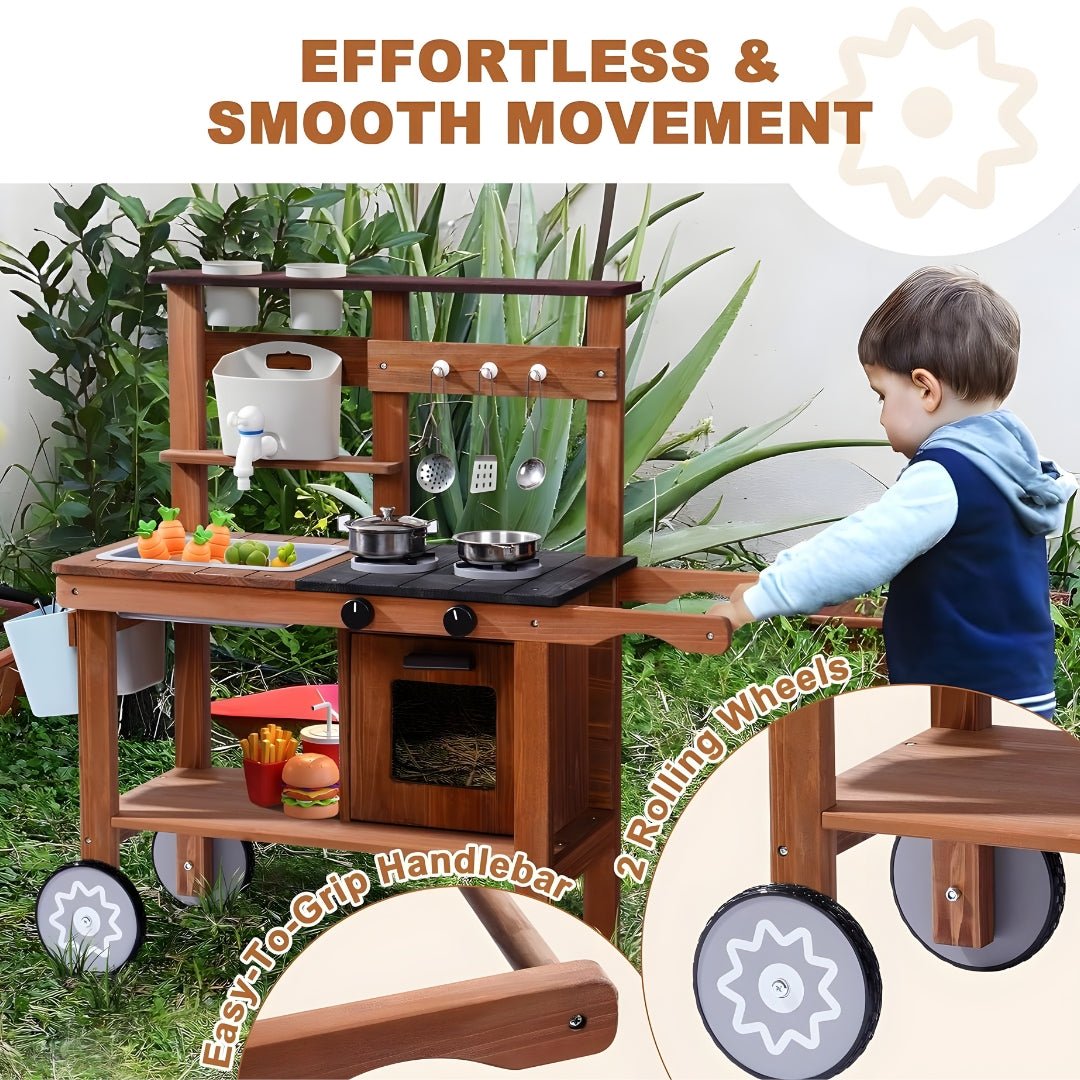 Wooden outdoor kids kitchen playset with accessories and wheels Beirut Lebanon garden toy