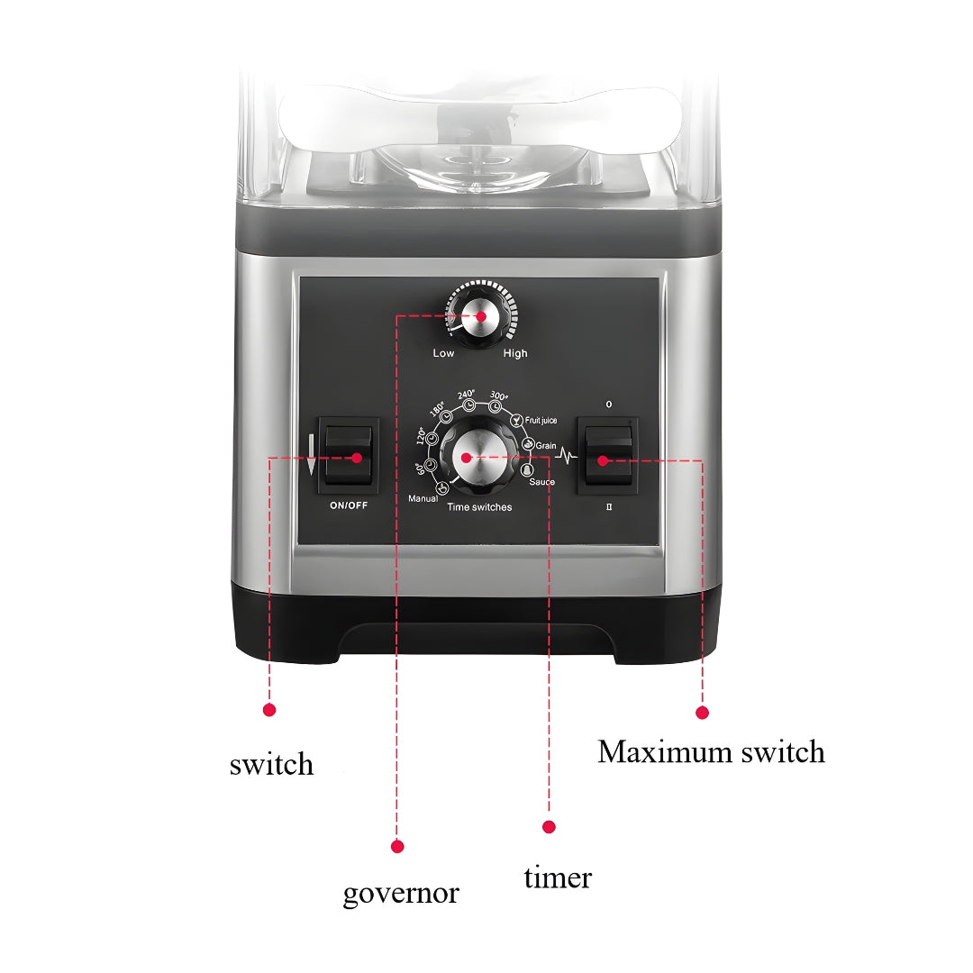 Heavy Duty 2200W blender with thick soundproof lid and 1.8L container. Ideal for juices, smoothies, ice crushing, restaurants, coffee shops, and home use in Beirut, Lebanon.