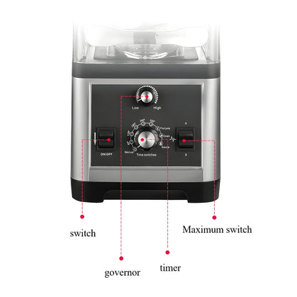 Heavy Duty 2200W blender with thick soundproof lid and 1.8L container. Ideal for juices, smoothies, ice crushing, restaurants, coffee shops, and home use in Beirut, Lebanon.