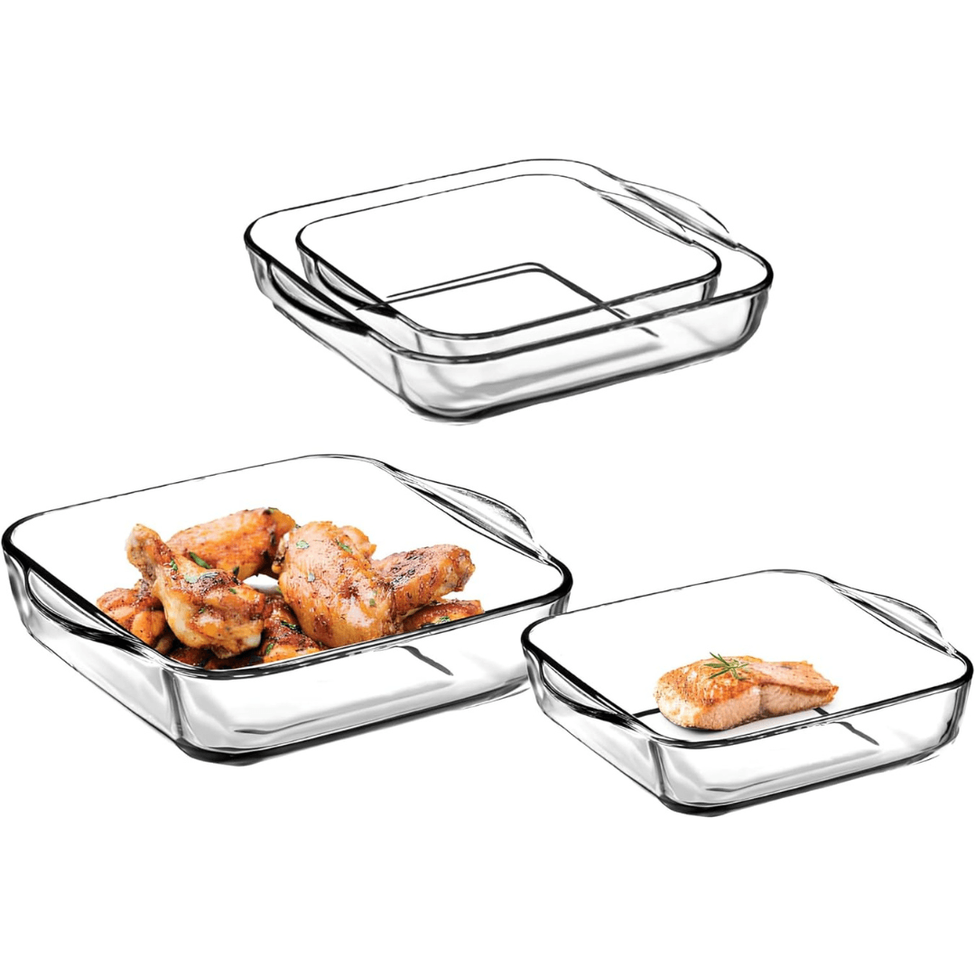 Borosilicate 2-piece Glass Casserole Dish Set 1950ml - 3200ml - EUROPEAN HOUSE HOLD