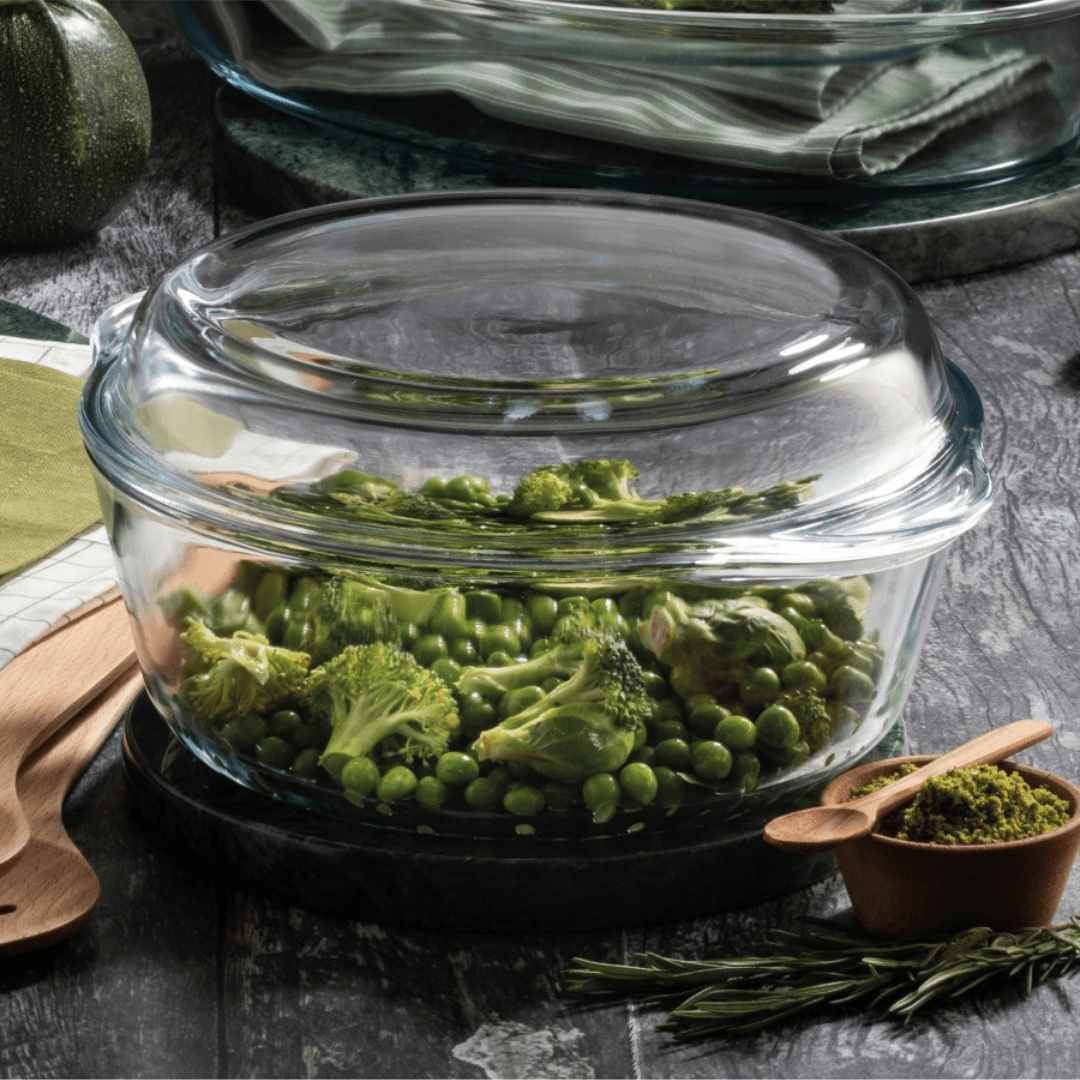 Borosilicate Glass Circular Casserole With Lid 3.15L - EUROPEAN HOUSE HOLD