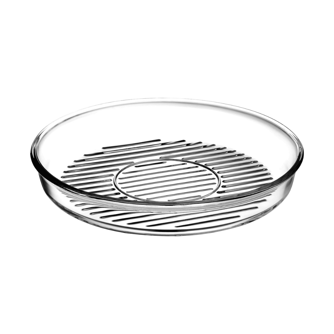 Borosilicate Glass Grilled Round Baking Tray 31.85 cm - EUROPEAN HOUSE HOLD