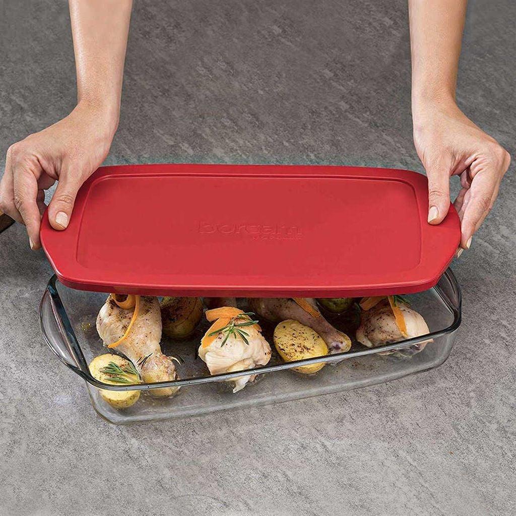 Borosilicate Glass Rectangular Casserole With Lid 40 x 25 x 6 cm - EUROPEAN HOUSE HOLD