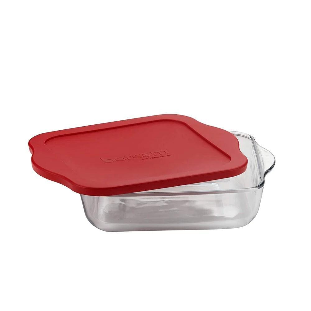 Borosilicate Glass Square Casserole With Lid 25.6 × 22 × 6 cm - EUROPEAN HOUSE HOLD