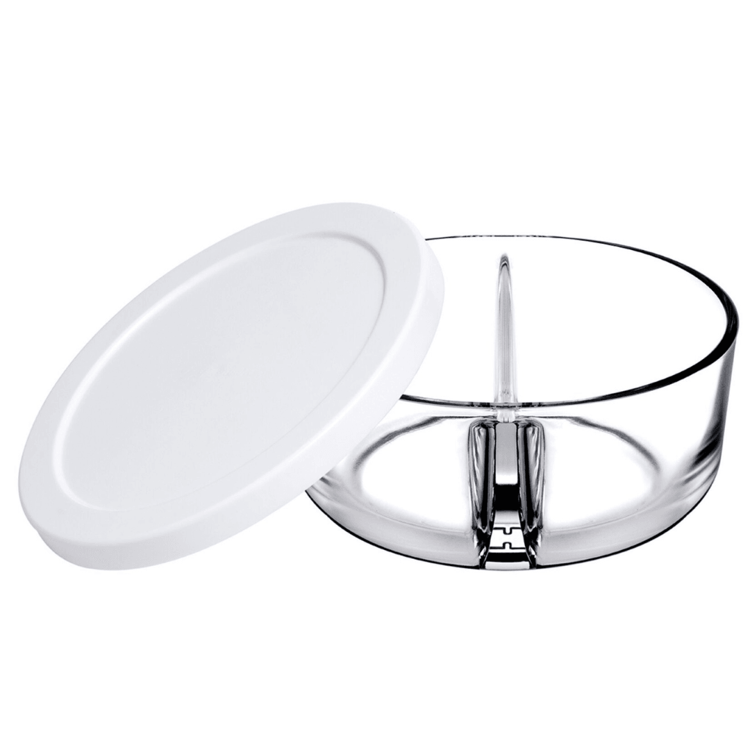 Breakfast Glass Storage Containers with Polar Lid and Compartments White - EUROPEAN HOUSE HOLD