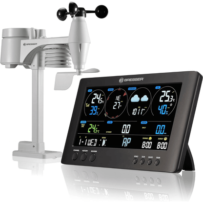 BRESSER 7002586 Wireless Weather Station with Outdoor Sensor ClearView Weather Centre with WLAN and 7-in-1 Professional Sensor for Wind and Thermometer / Hygrometer Sensor for Temperature and Humidity - EUROPEAN HOUSE HOLD