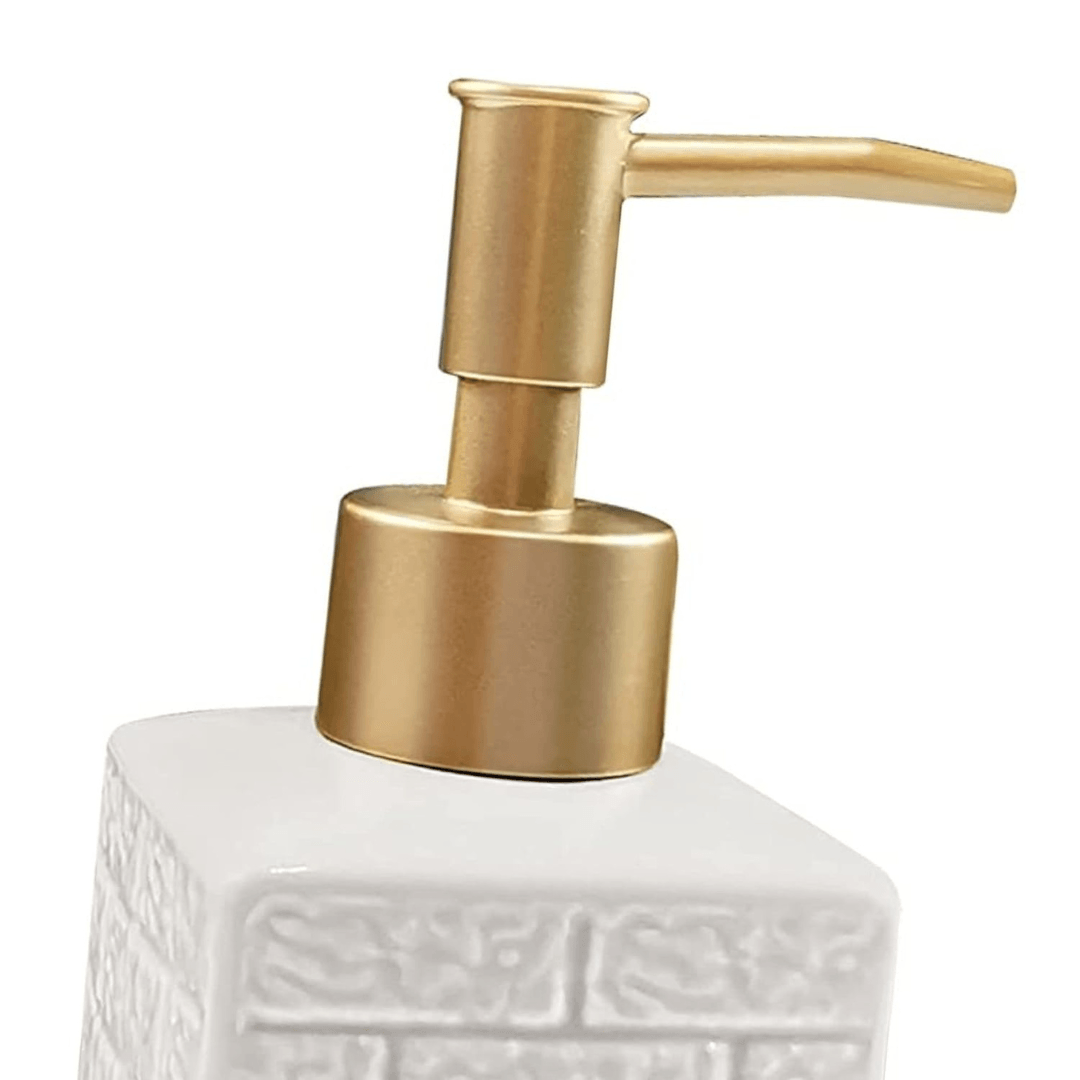 Ceramic Soap Stone Pattern Dispenser With Gold Top 350ML - EUROPEAN HOUSE HOLD