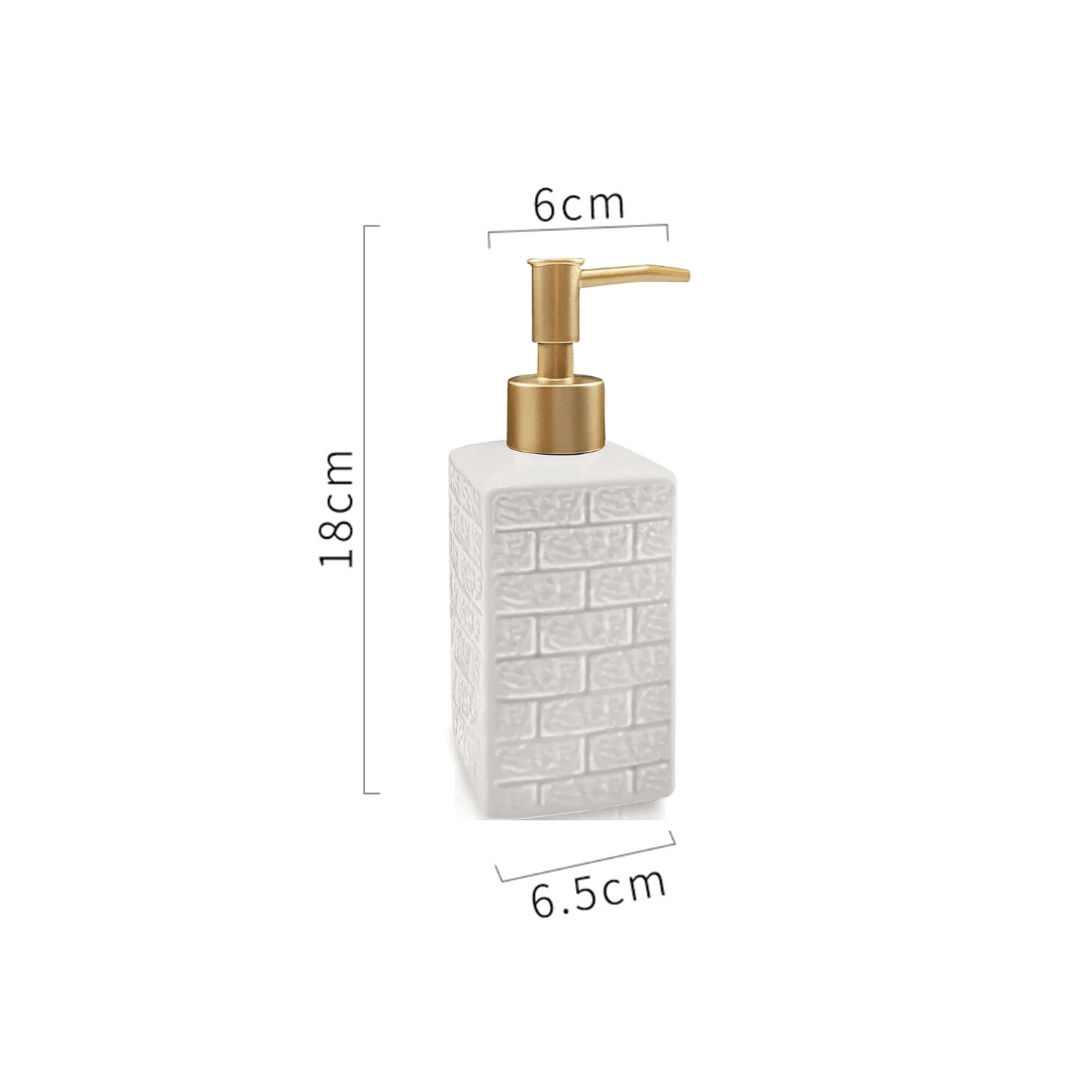 Ceramic Soap Stone Pattern Dispenser With Gold Top 350ML - EUROPEAN HOUSE HOLD