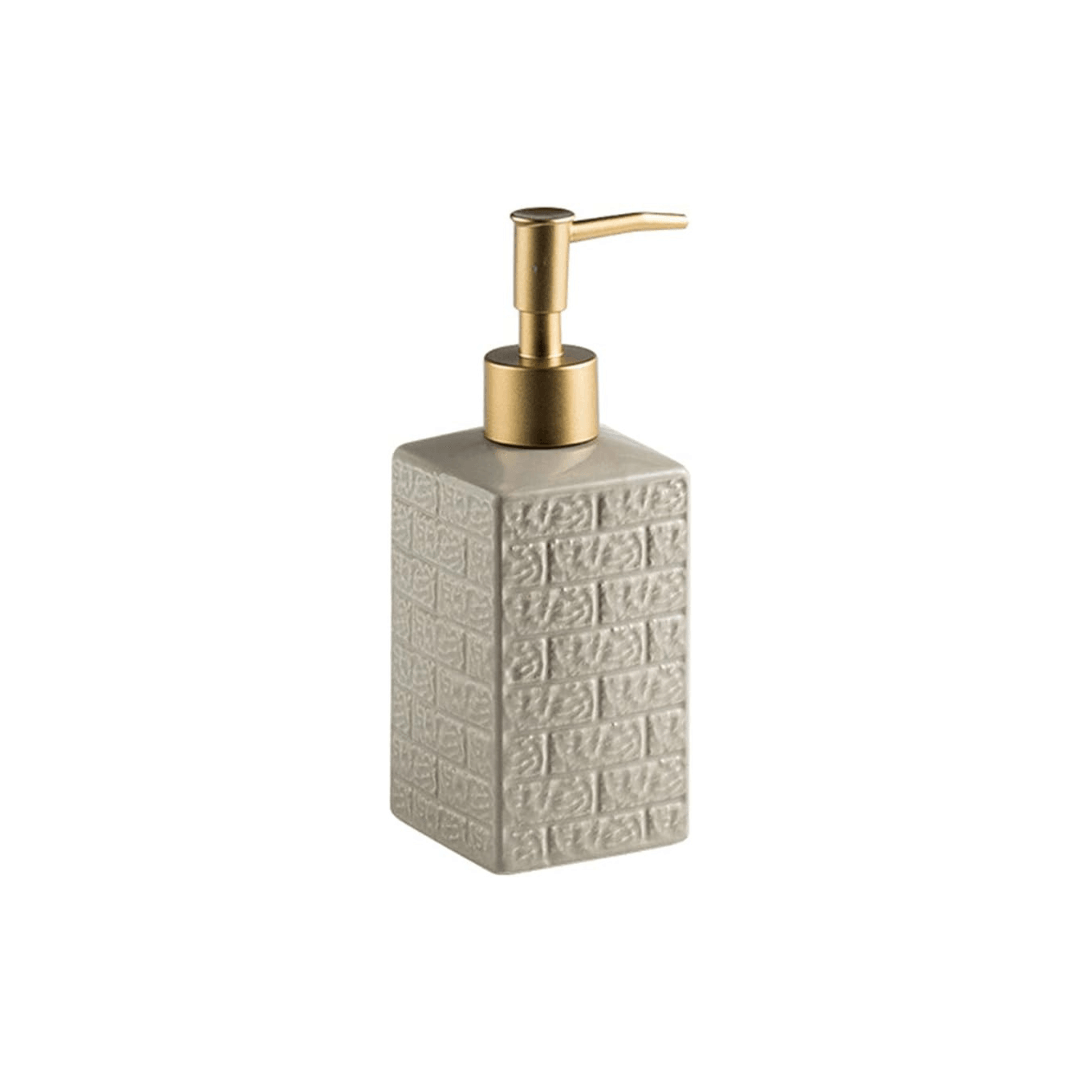 Ceramic Soap Stone Pattern Dispenser With Gold Top 350ML - EUROPEAN HOUSE HOLD