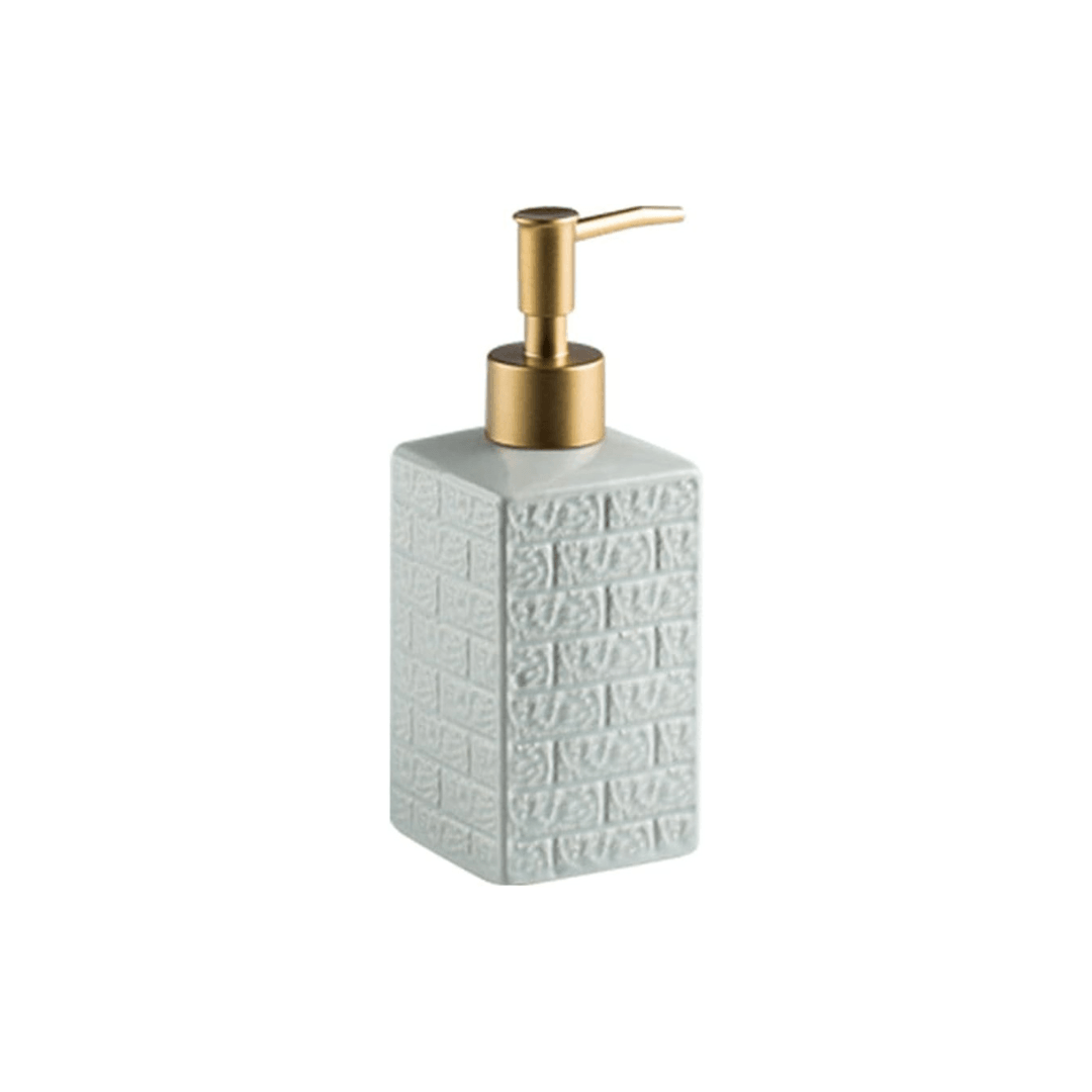 Ceramic Soap Stone Pattern Dispenser With Gold Top 350ML - EUROPEAN HOUSE HOLD