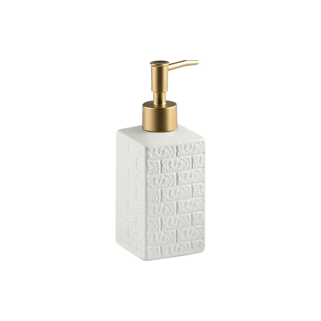 Ceramic Soap Stone Pattern Dispenser With Gold Top 350ML - EUROPEAN HOUSE HOLD