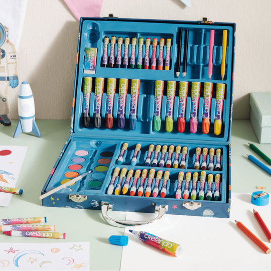 CRELANDO® Painting Suitcase for Children, With Accessories, 76 Elements - EUROPEAN HOUSE HOLD