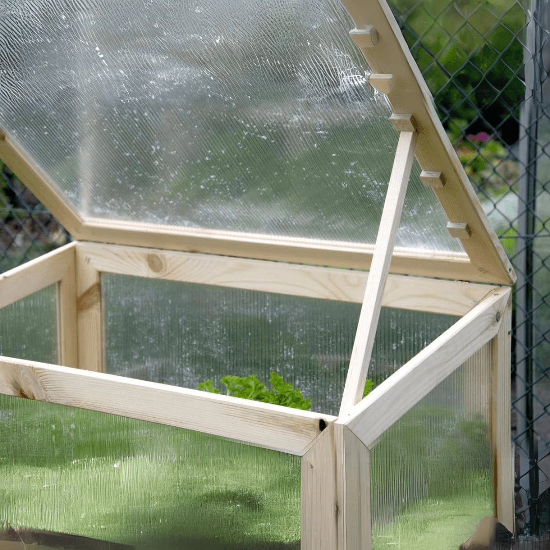 Dobar Raised Wooden Greenhouse with table and hooks – European pine wood