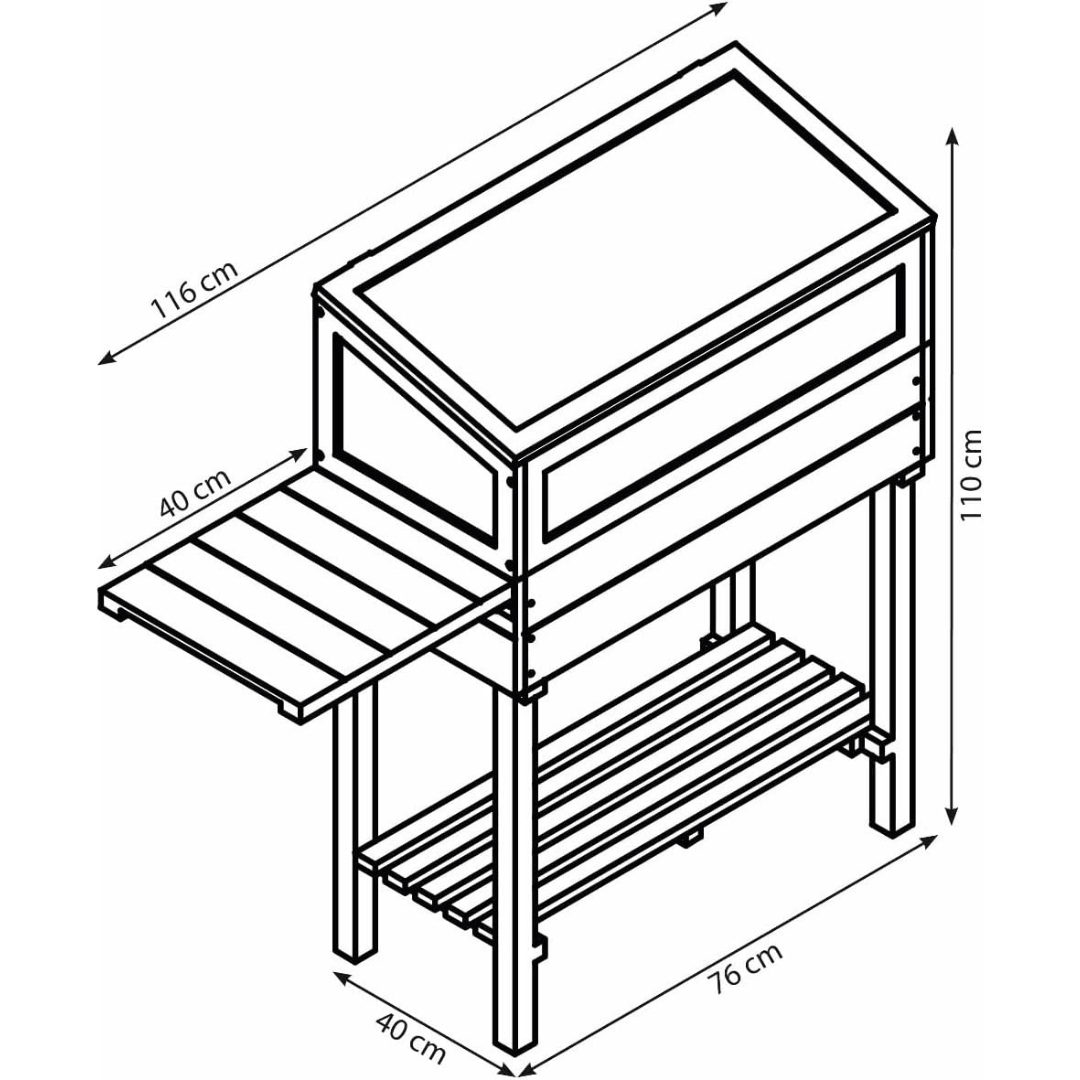 DOBAR RAISED GREENHOUSE WITH TABLE AND HOOKS - EUROPEAN HOUSE HOLD