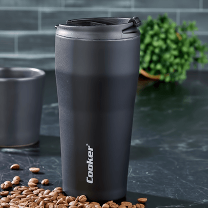 DOUBLE LAYER STAINLESS STEEL BLACK THERMOS 400ML - EUROPEAN HOUSE HOLD