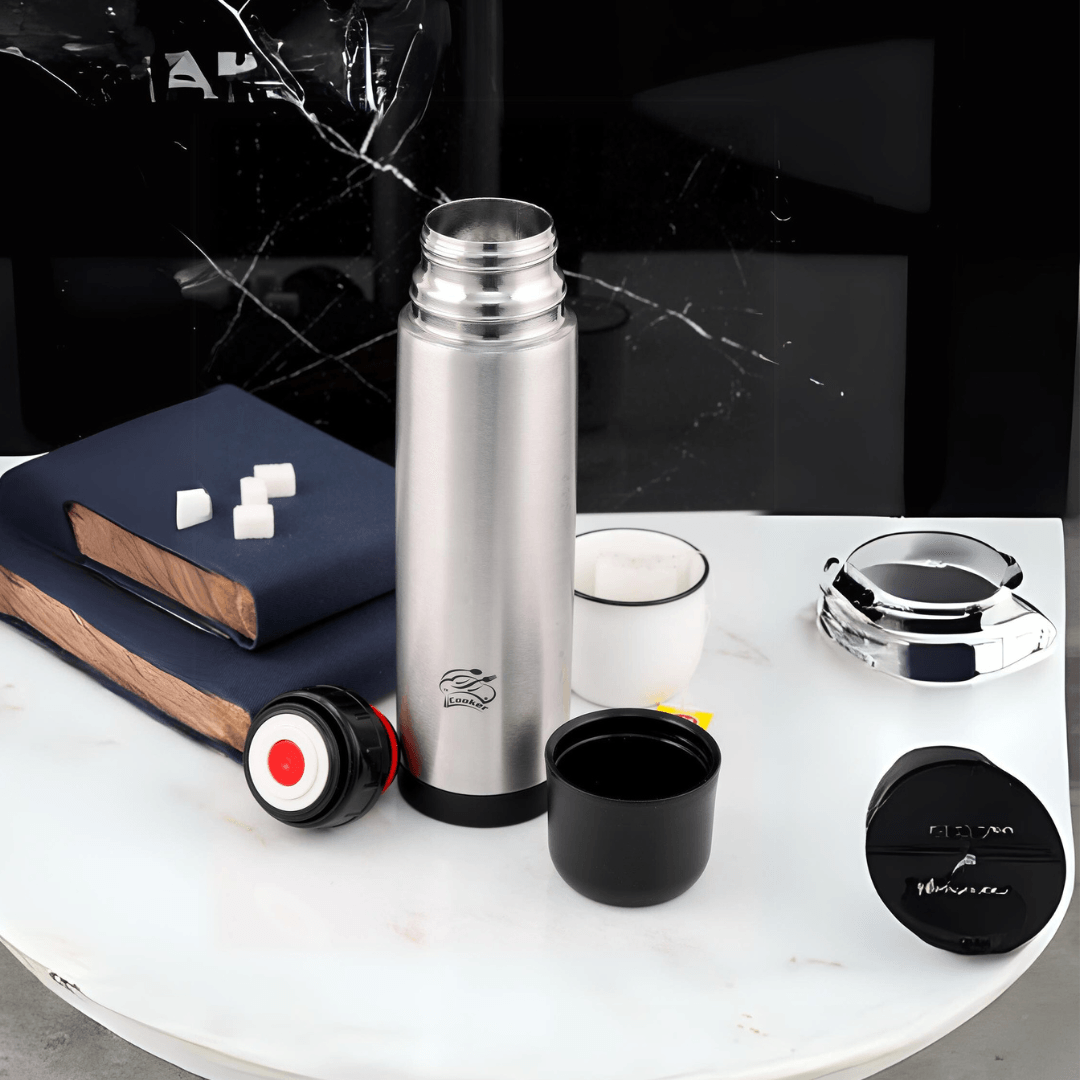 Double Layer Stainless Steel Black Thermos 750 ML 24 Hours (Cold) 12 Hours (Hot) - EUROPEAN HOUSE HOLD